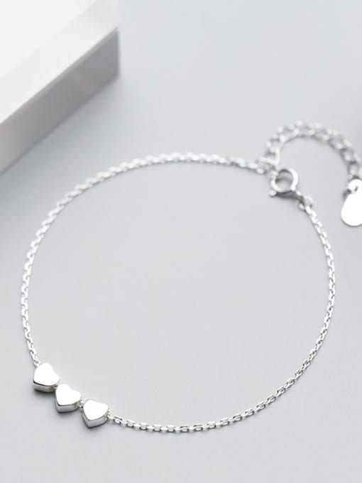 Rosh 925 Sterling Silver Smooth Heart Minimalist Link Bracelet 1