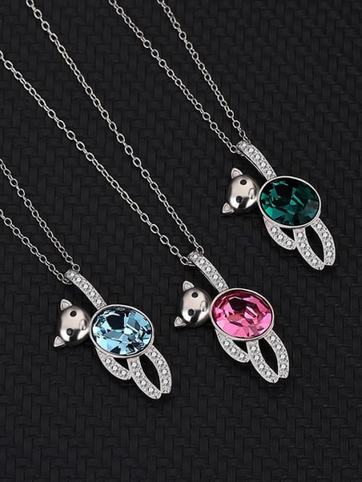 BC-Swarovski Elements 925 Sterling Silver Austrian Crystal Bear Classic Necklace 2