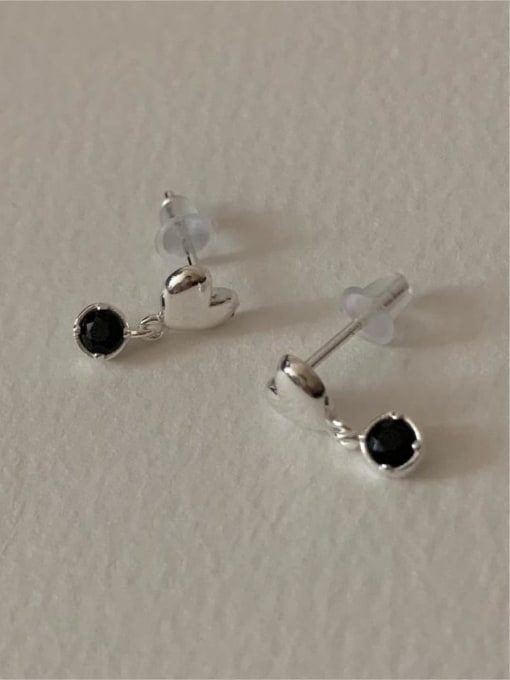 Boomer Cat 925 Sterling Silver Cubic Zirconia Round Minimalist Stud Earring