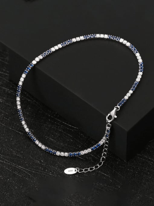 RINNTIN 925 Sterling Silver Cubic Zirconia Geometric Minimalist Anklet 2