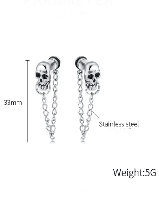 Open Sky Titanium Steel Skull Tassel Vintage Drop Earring 3