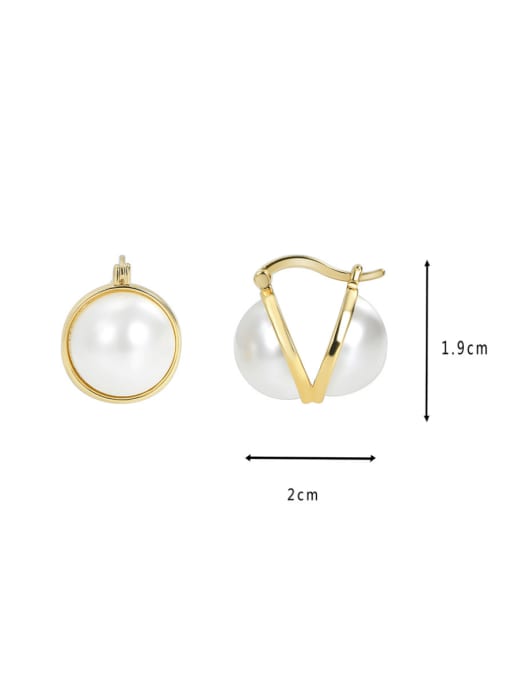 CHARME Brass Imitation Pearl Geometric Minimalist Clip Earring 2