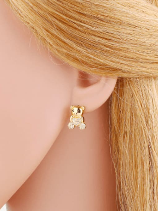 CC Brass Cubic Zirconia Animal Cute Stud Earring 1