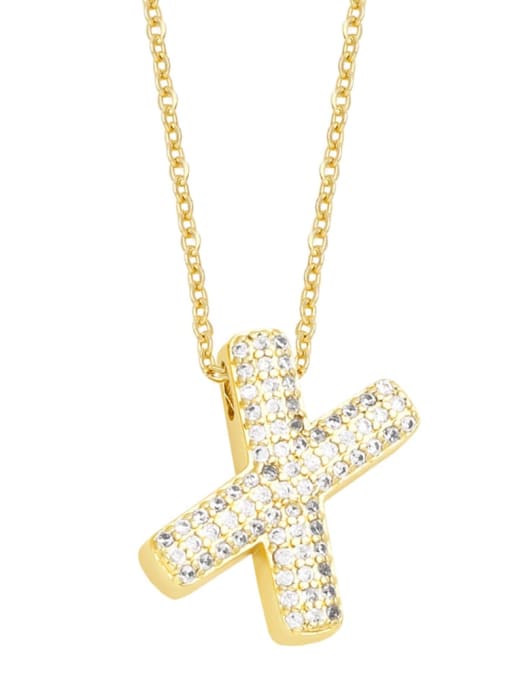 X Brass Cubic Zirconia Letter Trend Necklace
