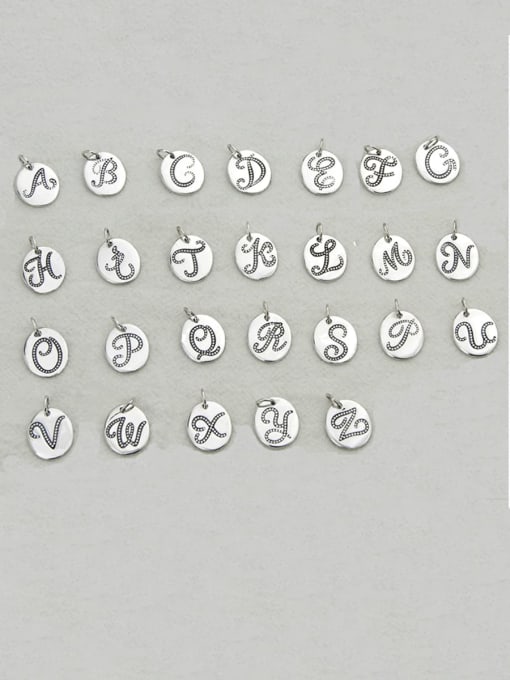 26 letters Vintage Sterling Silver With Minimalist Round  Pendant Diy Accessories