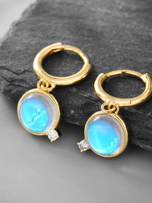Sky blue Brass Opal Geometric Minimalist Huggie Earring