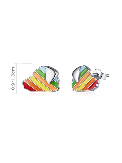 Jare 925 Sterling Silver Enamel Rainbow Fish Cute Stud Earring 2