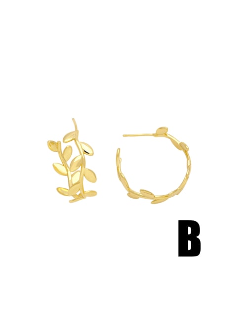 B Brass Geometric Hip Hop Huggie Earring