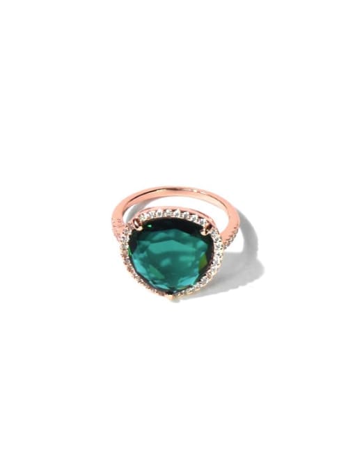 rose green Copper Cubic Zirconia Multi Color Water Drop Minimalist Band Ring