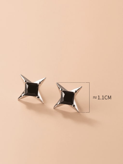 Rosh 925 Sterling Silver Cubic Zirconia Star Minimalist Stud Earring 3