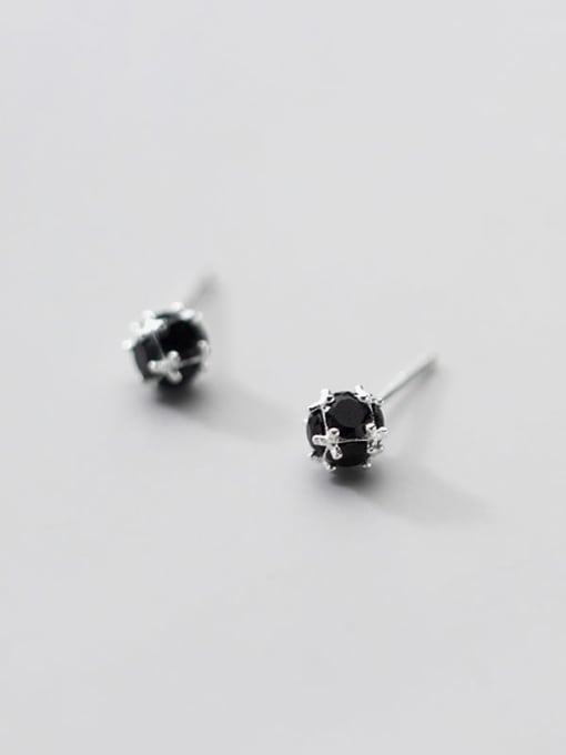 Rosh 925 Sterling Silver Cubic Zirconia Geometric Dainty Stud Earring 4