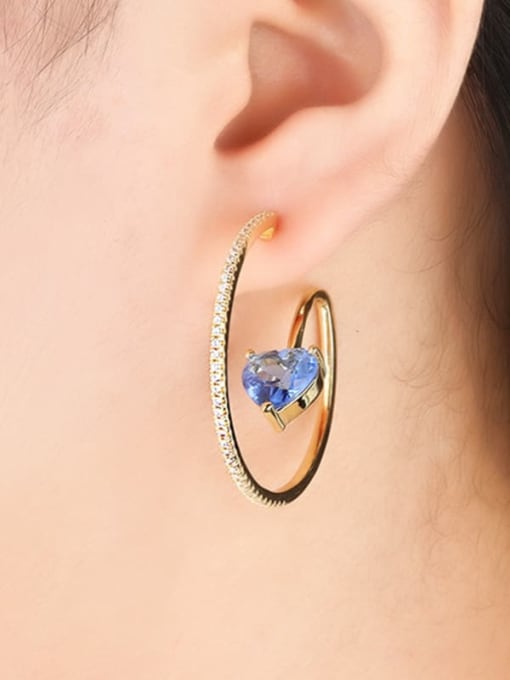 ROSS Copper Cubic Zirconia Heart Luxury Hoop Earring 1