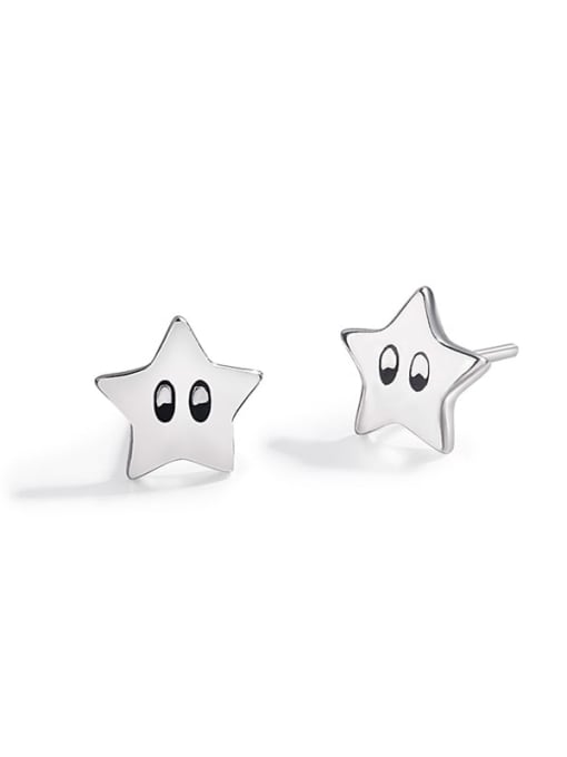 HAHN 925 Sterling Silver Vintage  Smiley five-pointed star Stud Earring 0