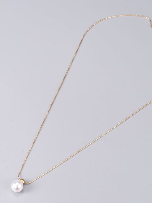 A TEEM Titanium Steel Imitation Pearl Round Minimalist Necklace 2
