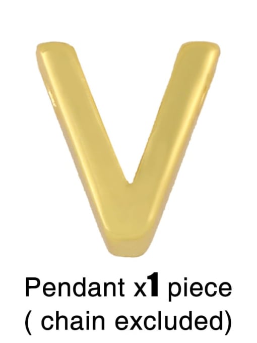 V(Without Chain) Brass Smooth Minimalist Letter Pendant