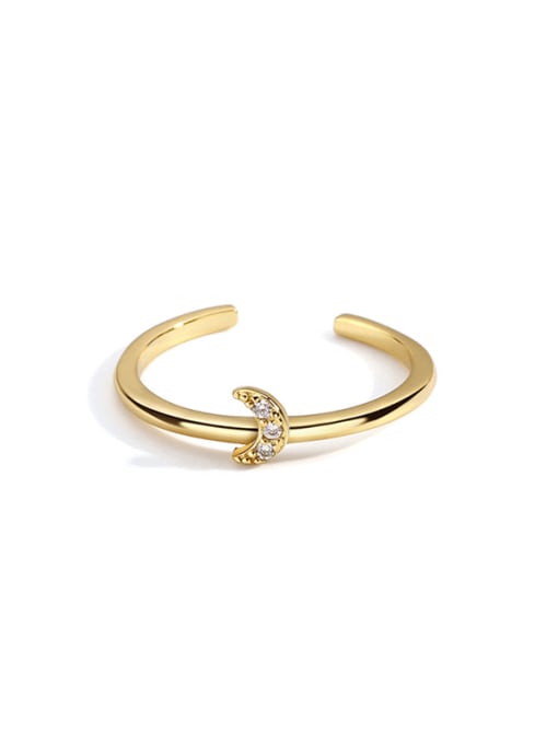 CHARME Brass Cubic Zirconia Moon Vintage Band Ring 0