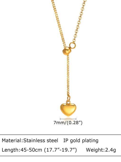 CONG Stainless steel Heart Tassel Minimalist Tassel Necklace 3