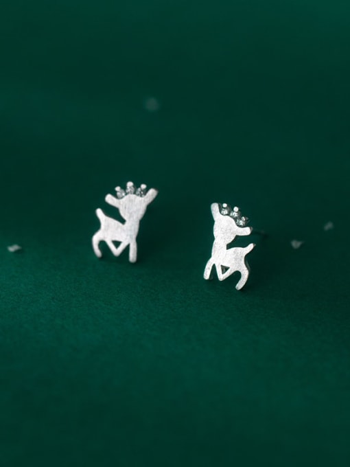 Rosh 925 Sterling Silver Deer Cute  Christmas Stud Earring 1