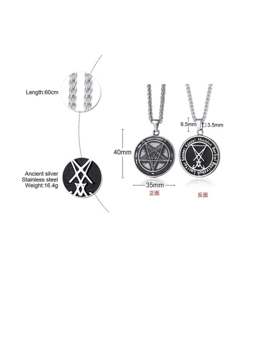 CONG Titanium Round Vintage  Positive and negative pendant Necklaces 4