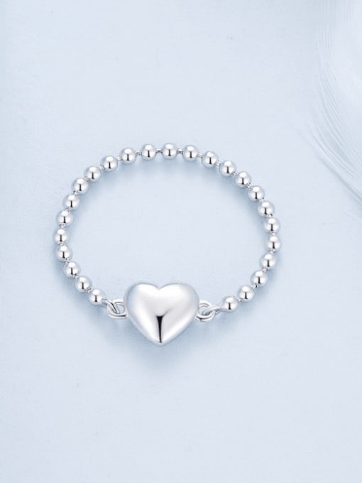 Jare 925 Sterling Silver Heart Minimalist Bead Ring 2