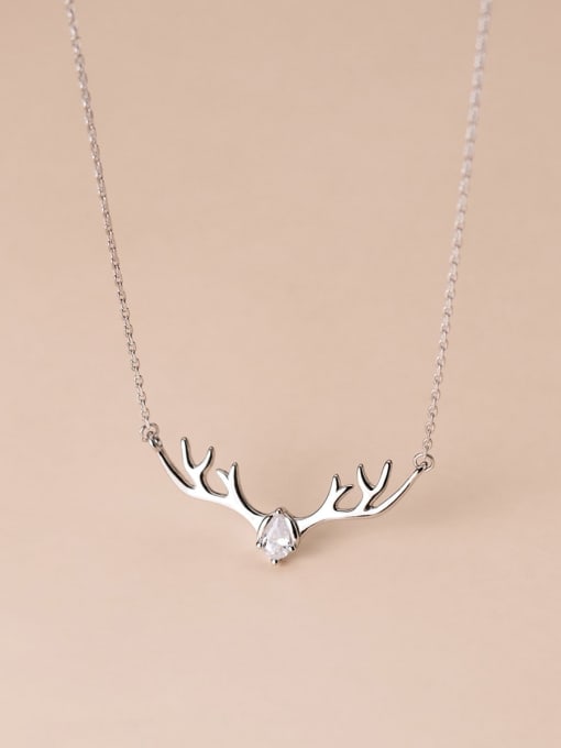 Rosh 925 Sterling Silver Rhinestone Deer Minimalist Necklace