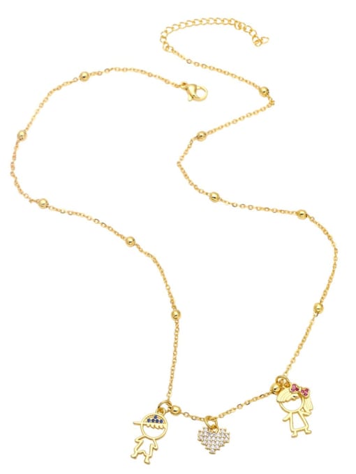 CC Brass Cubic Zirconia Icon Boy girl Vintage Heart Pendant Necklace