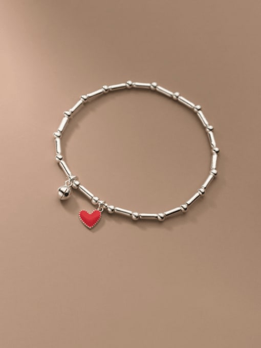 Rosh 925 Sterling Silver Enamel Heart Minimalist Stretch Bracelet 0