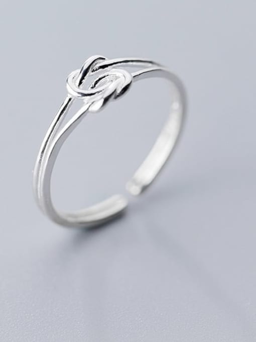 Rosh 925 Sterling Silver  Minimalist  Rope Knot Free Size Ring 1
