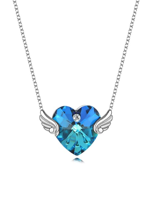 JYXZ 026 (Gradient Blue) 925 Sterling Silver Austrian Crystal Heart Classic Necklace