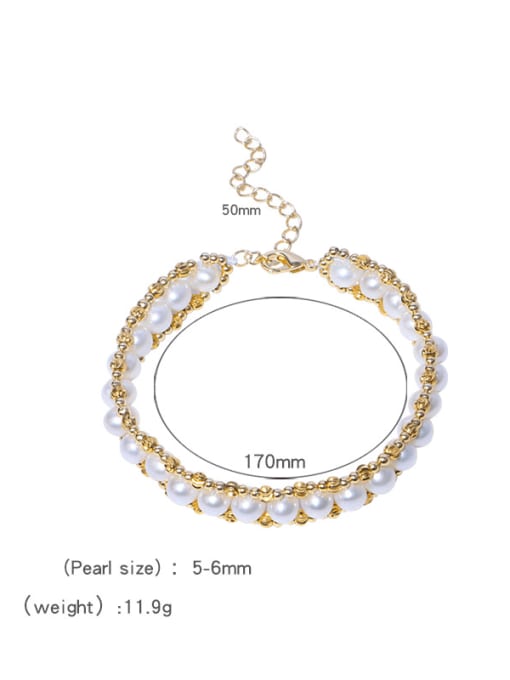 Freshwater pearl bracelet Brass Freshwater Pearl Geometric Vintage Woven Bracelet