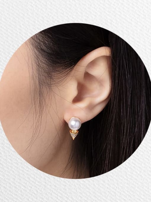 XP Alloy Imitation Pearl Triangle Dainty Stud Earring 1