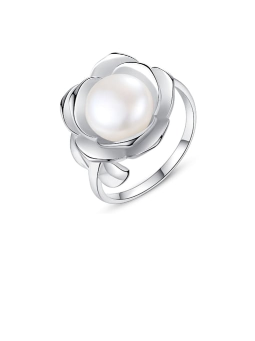 CCUI 925 Sterling Silver  Fashion flower shape sticky freshwater pearl ring 0