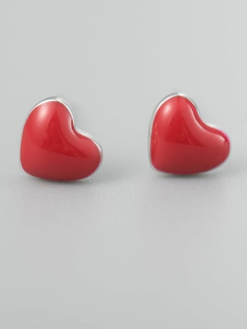 XBOX 925 Sterling Silver Enamel Heart Minimalist Stud Earring 3