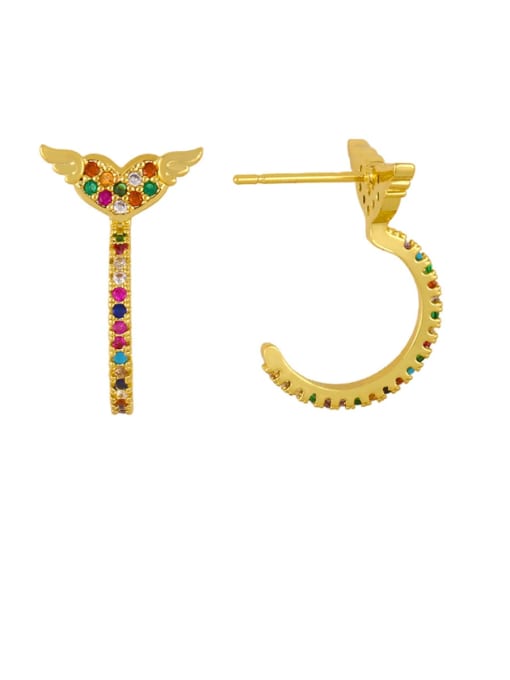 CC Brass Cubic Zirconia Rainbow Vintage Huggie Earring 2