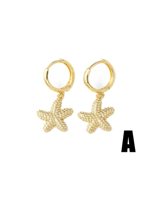 A Brass Cubic Zirconia Sea Star Hip Hop Huggie Earring