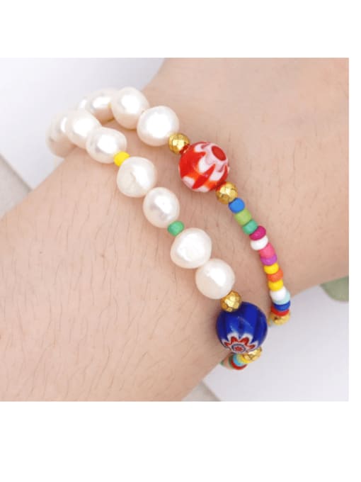 Roxi Stainless steel Freshwater Pearl Multi Color Round Minimalist Stretch Bracelet 3
