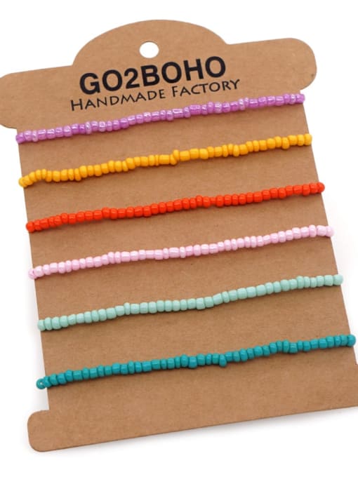 QT B210089G Glass beads Multi Color Bohemia Handmade Beaded Bracelet