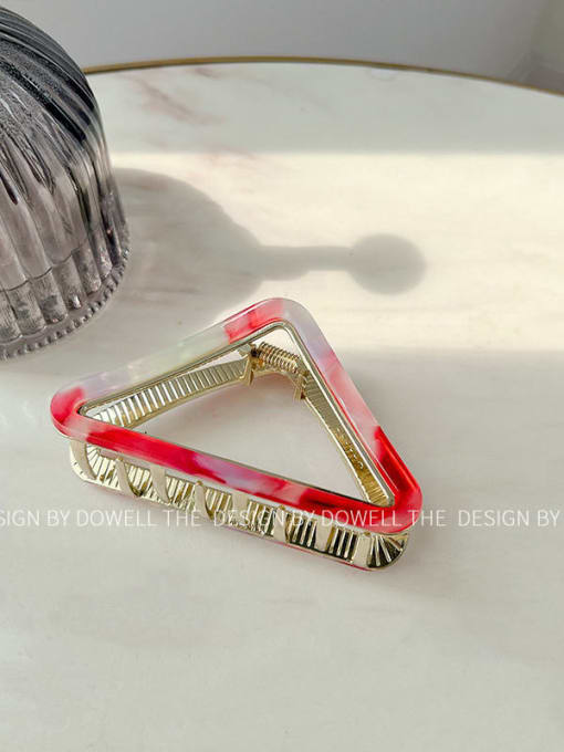 Brilliant red 8.5cm Cellulose Acetate Trend Triangle Alloy Multi Color Jaw Hair Claw