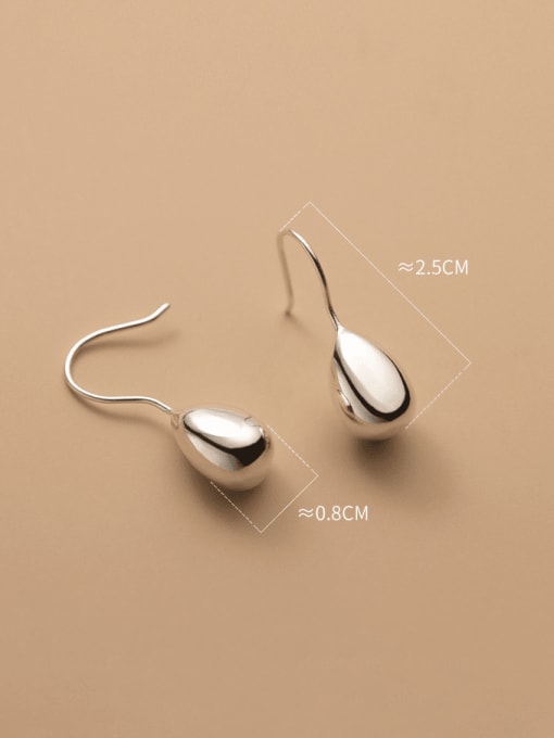 Rosh 925 Sterling Silver Water Drop Minimalist Hook Earring 3