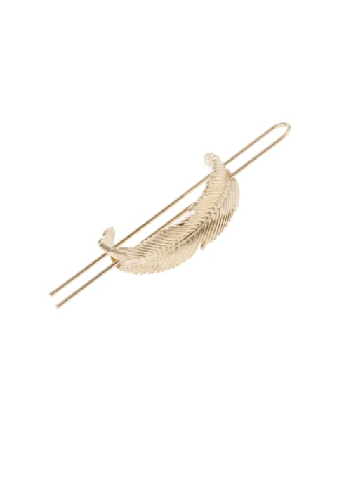 golden Alloy Minimalist Pockmarked Curved Leaves Hollow Hairpin