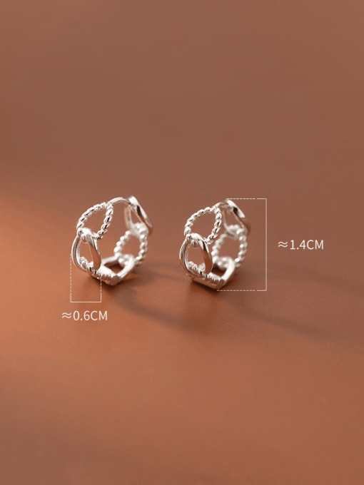 Rosh 925 Sterling Silver Hollow Twist  Geometric Minimalist Huggie Earring 3
