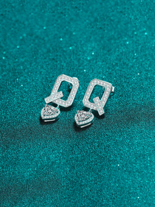 MOISS 925 Sterling Silver Moissanite Heart Dainty Cluster Earring 2