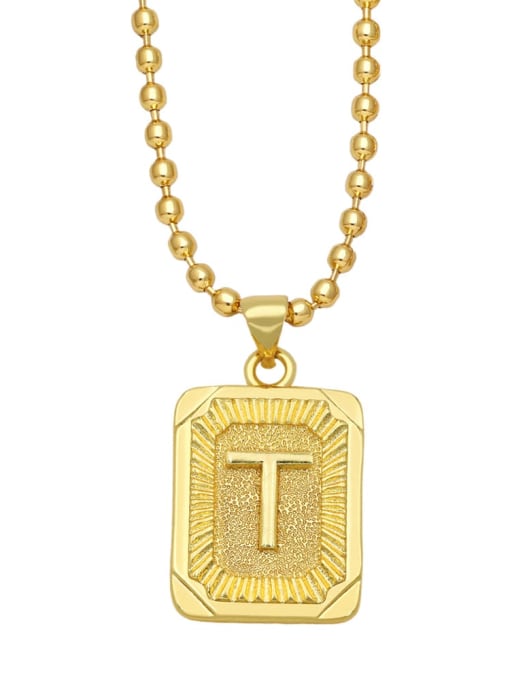 T Brass Letter Vintage Geometry Pendant Necklace