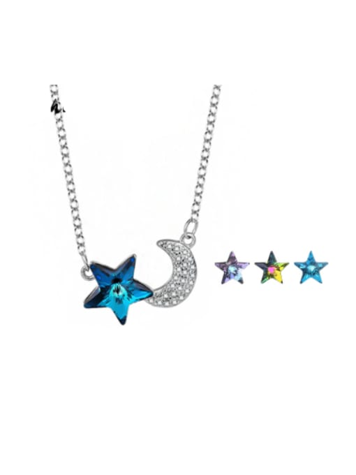 BC-Swarovski Elements 925 Sterling Silver Austrian Crystal Moon Classic Necklace 0