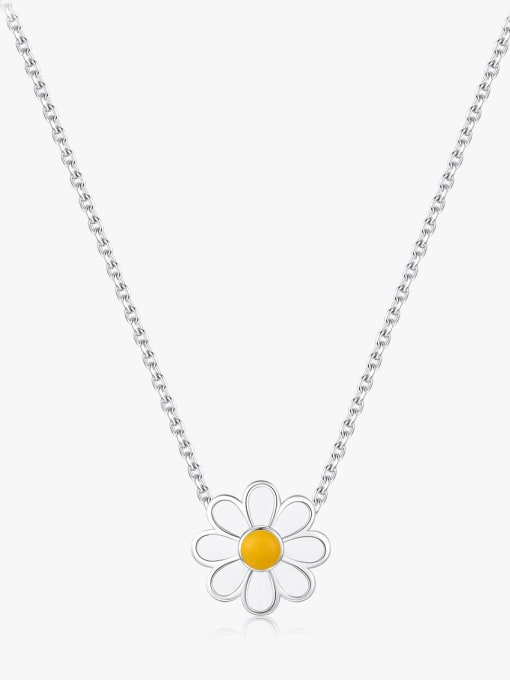 MODN 925 Sterling Silver Enamel Flower Minimalist Necklace