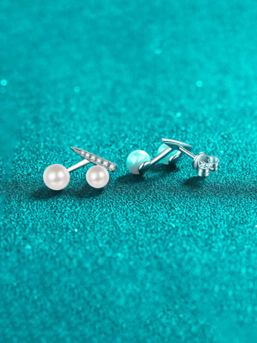 0.13ct /5-7mm Pearl 925 Sterling Silver Moissanite Irregular Dainty Stud Earring