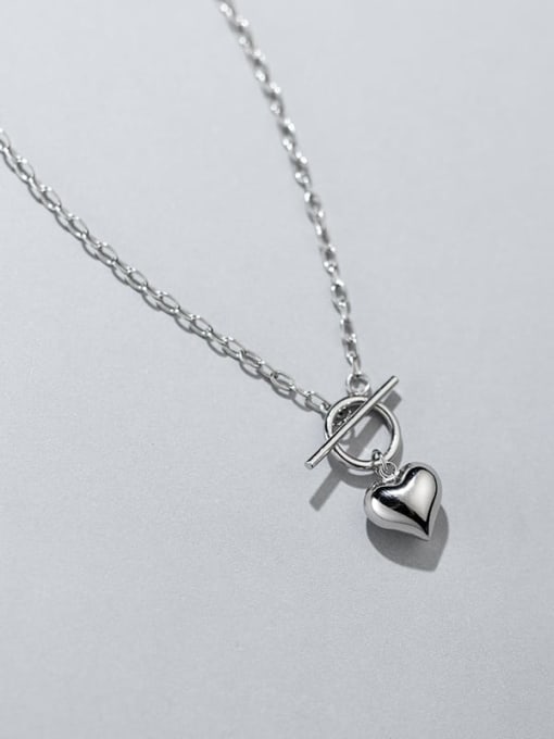 Rosh 925 Sterling Silver Heart Minimalist Hollow Chain Necklace 0