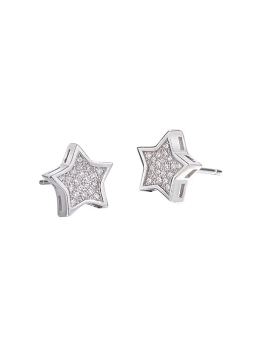 HAHN 925 Sterling Silver Cubic Zirconia Star Dainty Stud Earring 0