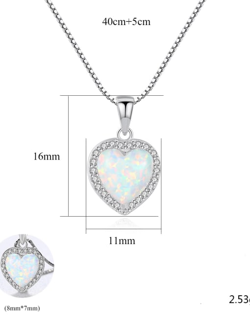 CCUI 925 Sterling Silver Opal Multi Color heart Necklace 4