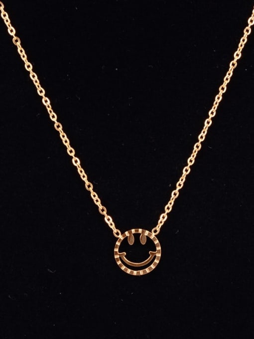 Rose Gold Necklace Titanium  Hollow Smiley Minimalist Choker Necklace